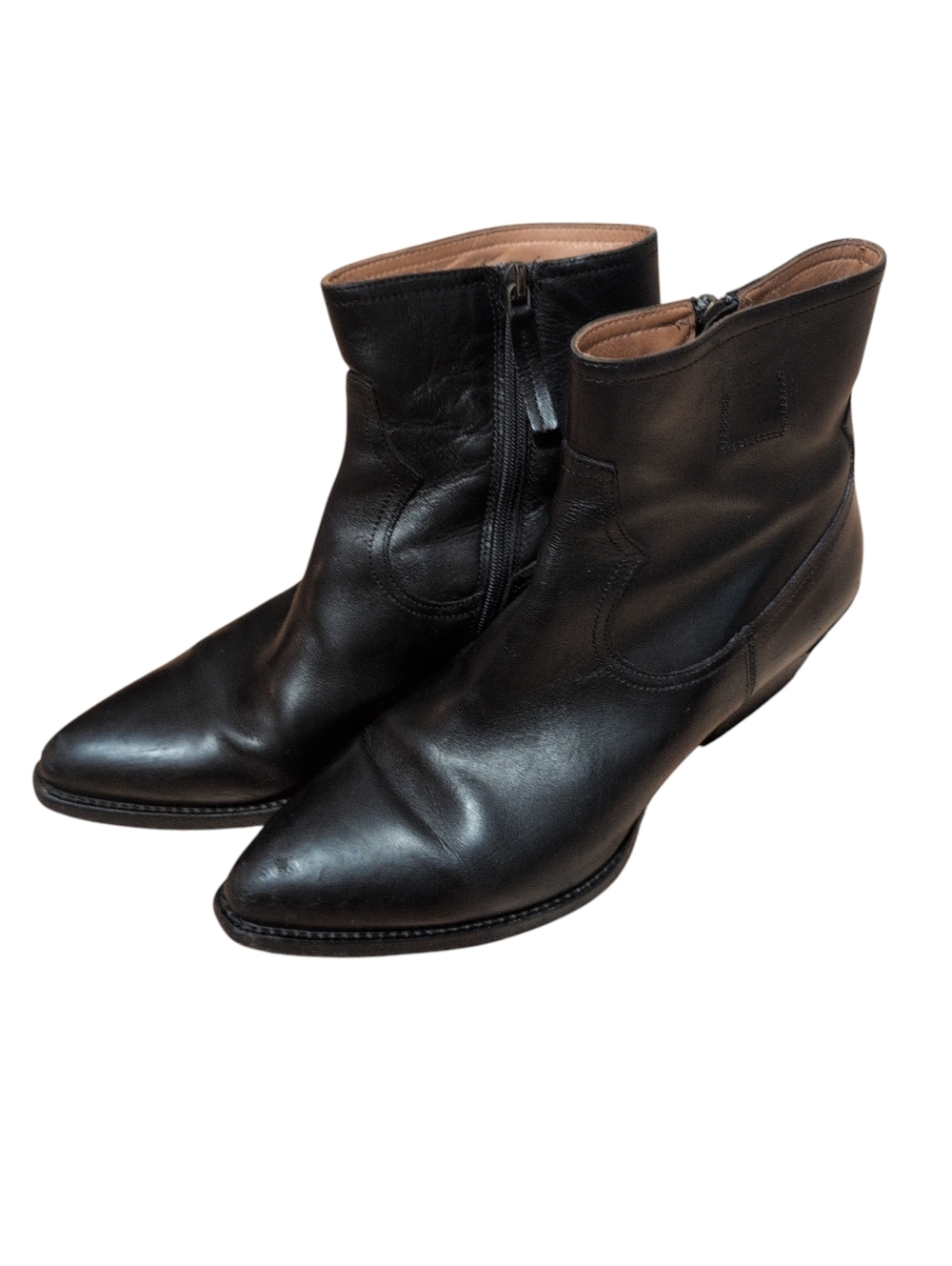 Buttero Black Leather Western Boots Made in Italy Size 40